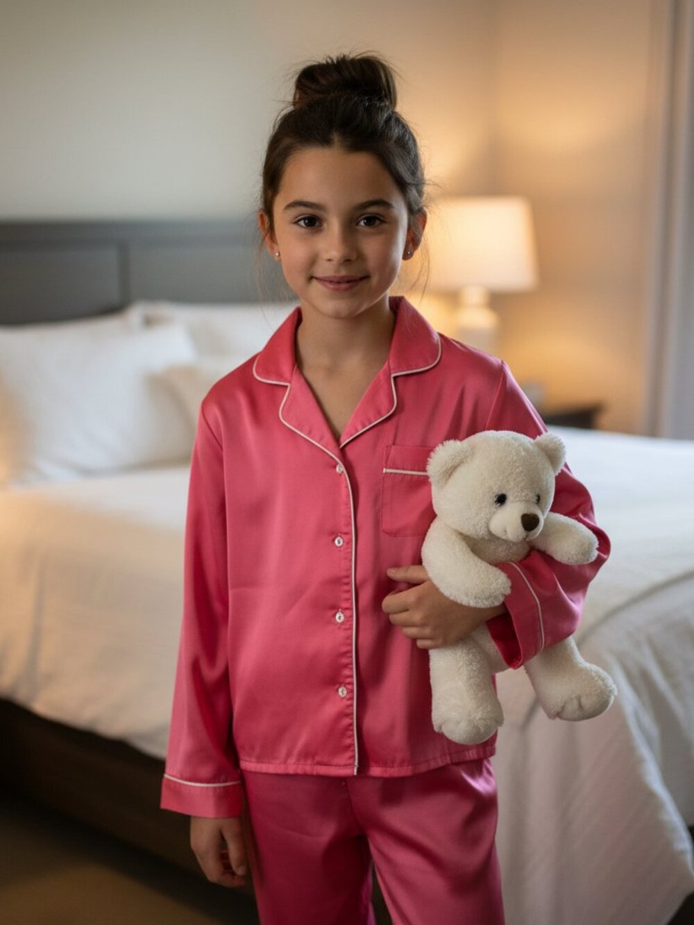 Nordstrom Kids Satin Piiped Pajamas Set Pink Large